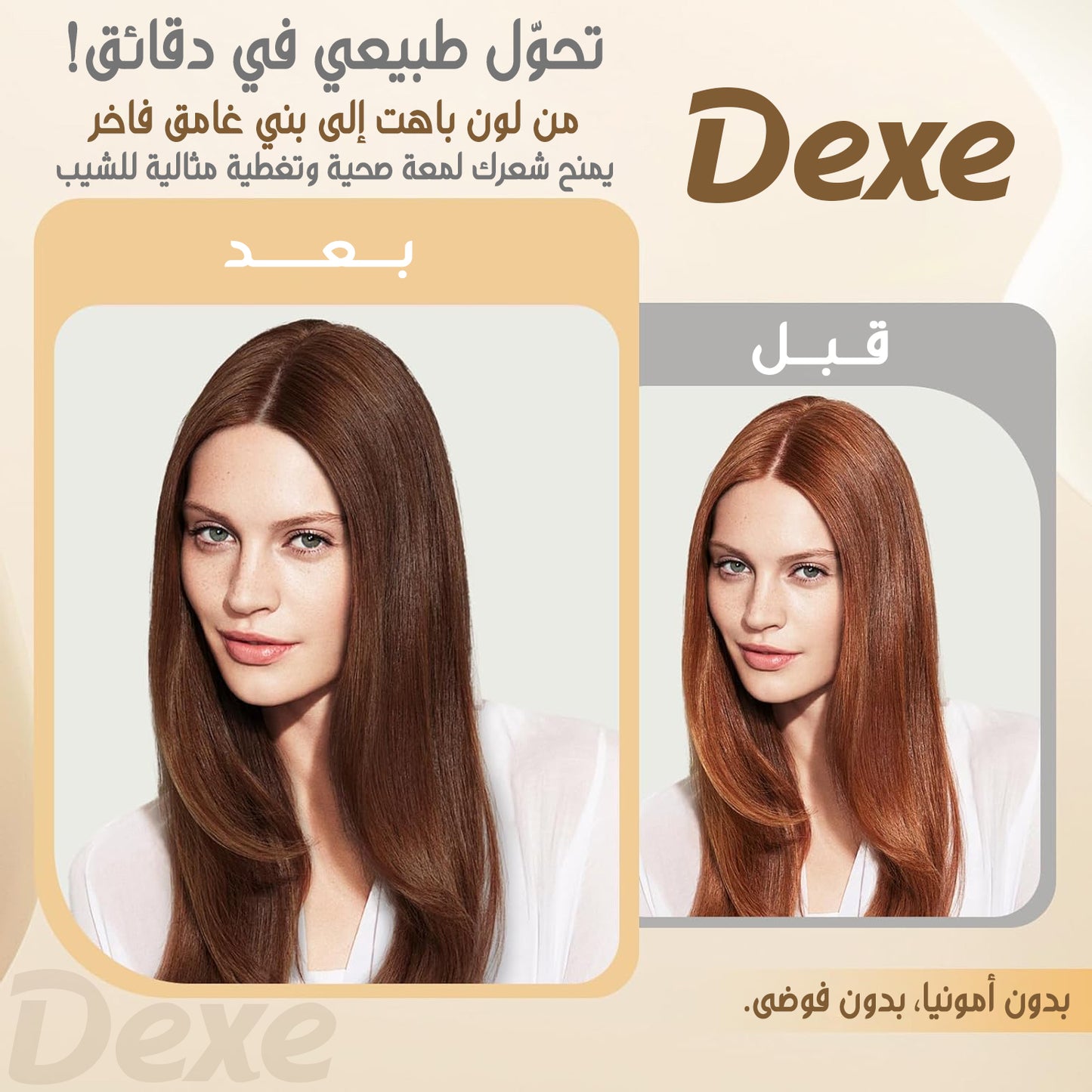 Dexe شامبو صبغة الشعر بالأرغان - بني غامق، 500 مل | تغطية كاملة للشيب، تركيبة طبيعية بثلاث فوائد في منتج واحد