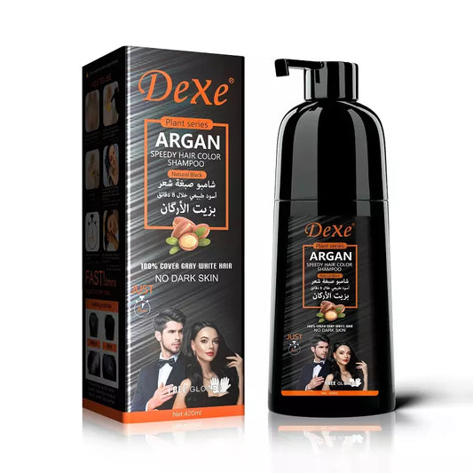 شامبو Dexe بزيت الأرغان لصبغ الشعر – أسود طبيعي – 420 مل