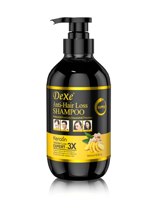 Dexe شامبو ضد تساقط الشعر بالكيراتين والزنجبيل - 500 مل | شامبو عشبي لتقوية الشعر وتكثيفه | خالٍ من السلفات والبارابين